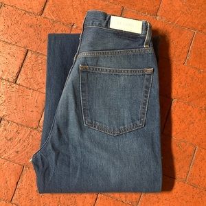 Re/done 70s ultra high rise wide leg 28 new soft blue denim jeans frayed hem